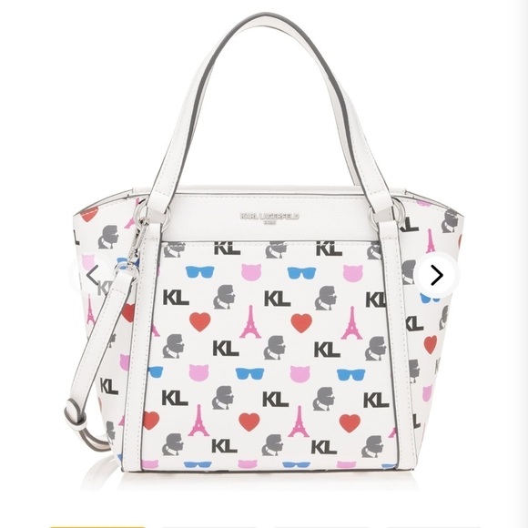 Karl Lagerfeld Handbags - Karl Lagerfeld Paris Iris Tote Handbag, crossbody strap White multi